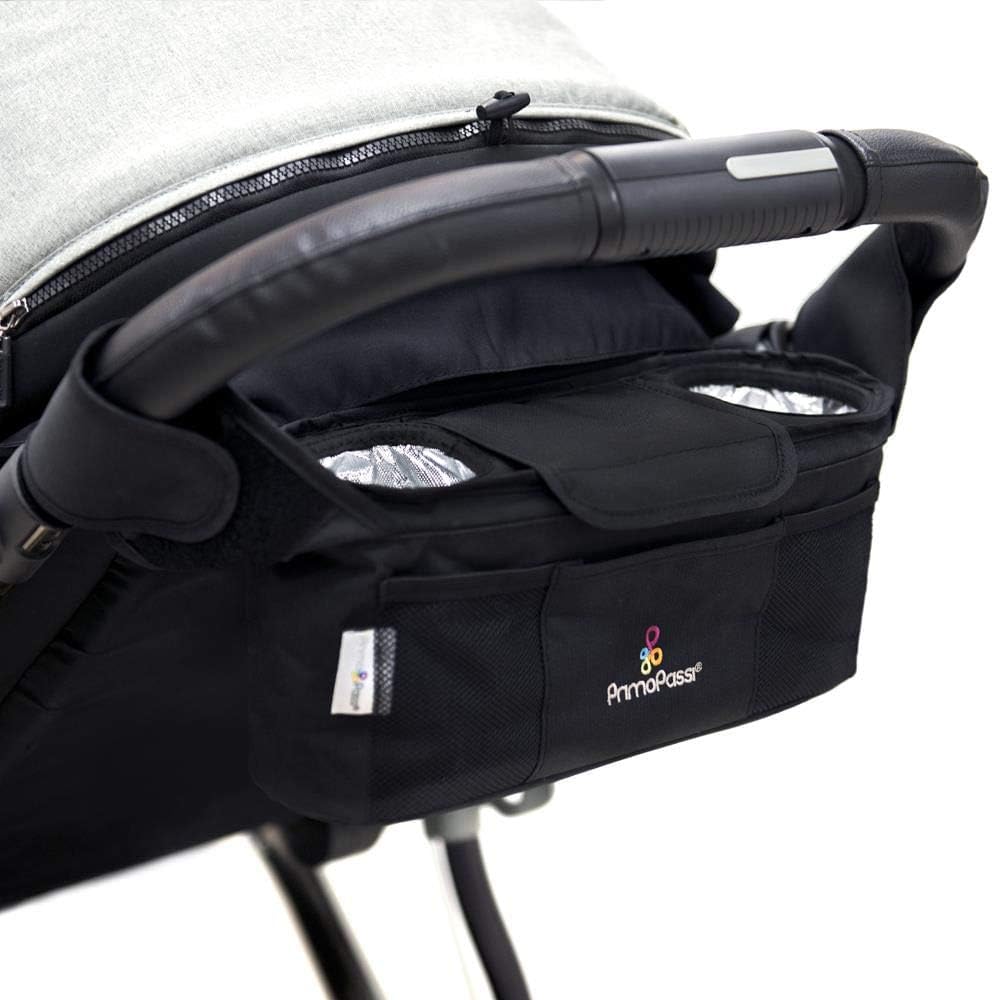 Stroller Organizer with Insulated Cup Holders – Fits Most Strollers and Includes Handlebar Organizer with Adjustable Straps, Multiple Storage Pockets for Bottles, Phone & Baby Essentials