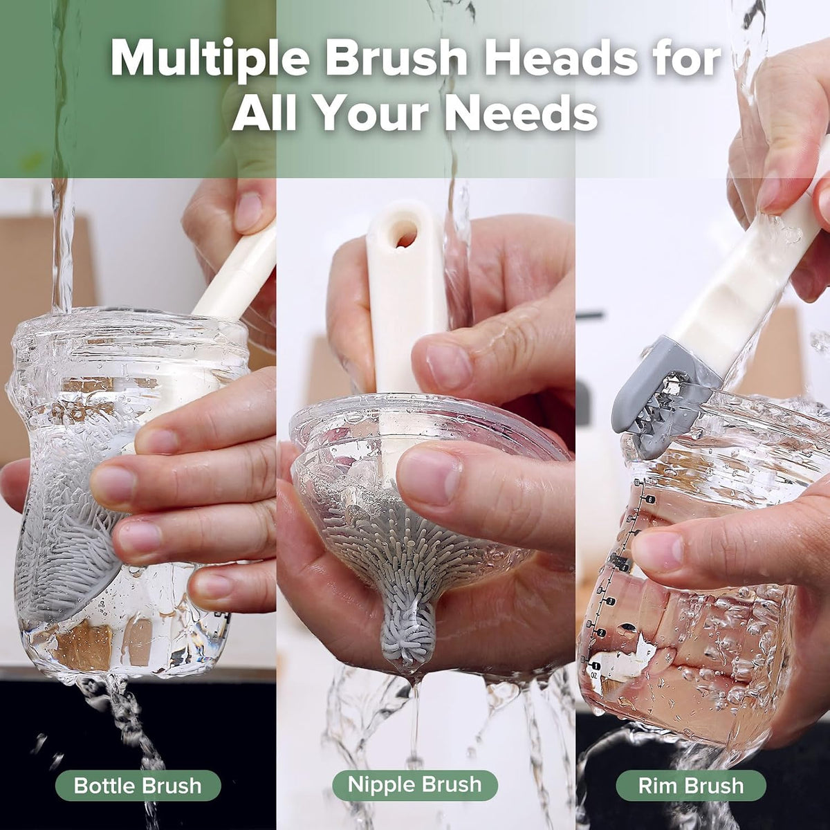 Travel Bottle Brush Set – 7-in-1 Baby Bottle Cleaner Kit with Bottle Brush, 360° Brush, Straw Brush, U-Shaped Brush, Spray Bottle&Drying Rack for Home and Travel