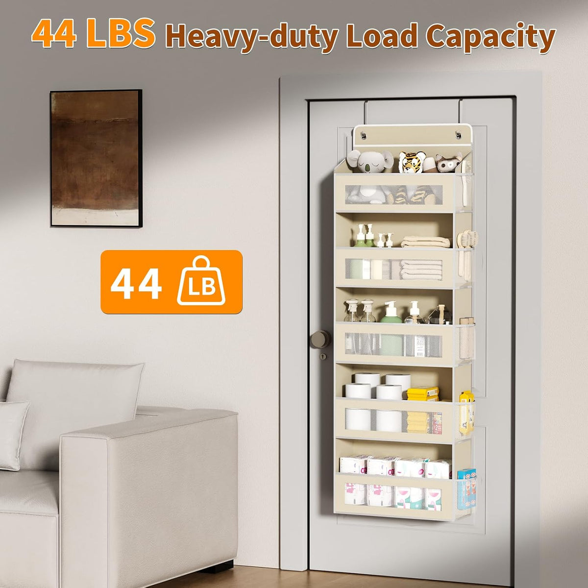 6-Tier Over The Door Organizer 44 lbs Capacity fit Standard Doors