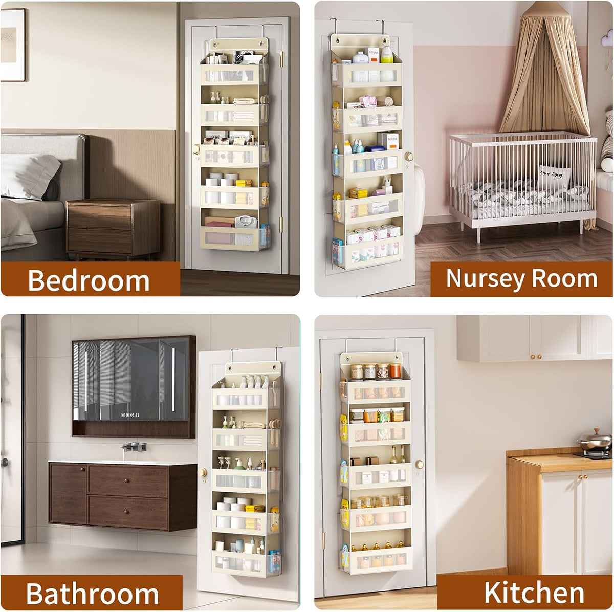 6-Tier Over The Door Organizer 44 lbs Capacity fit Standard Doors