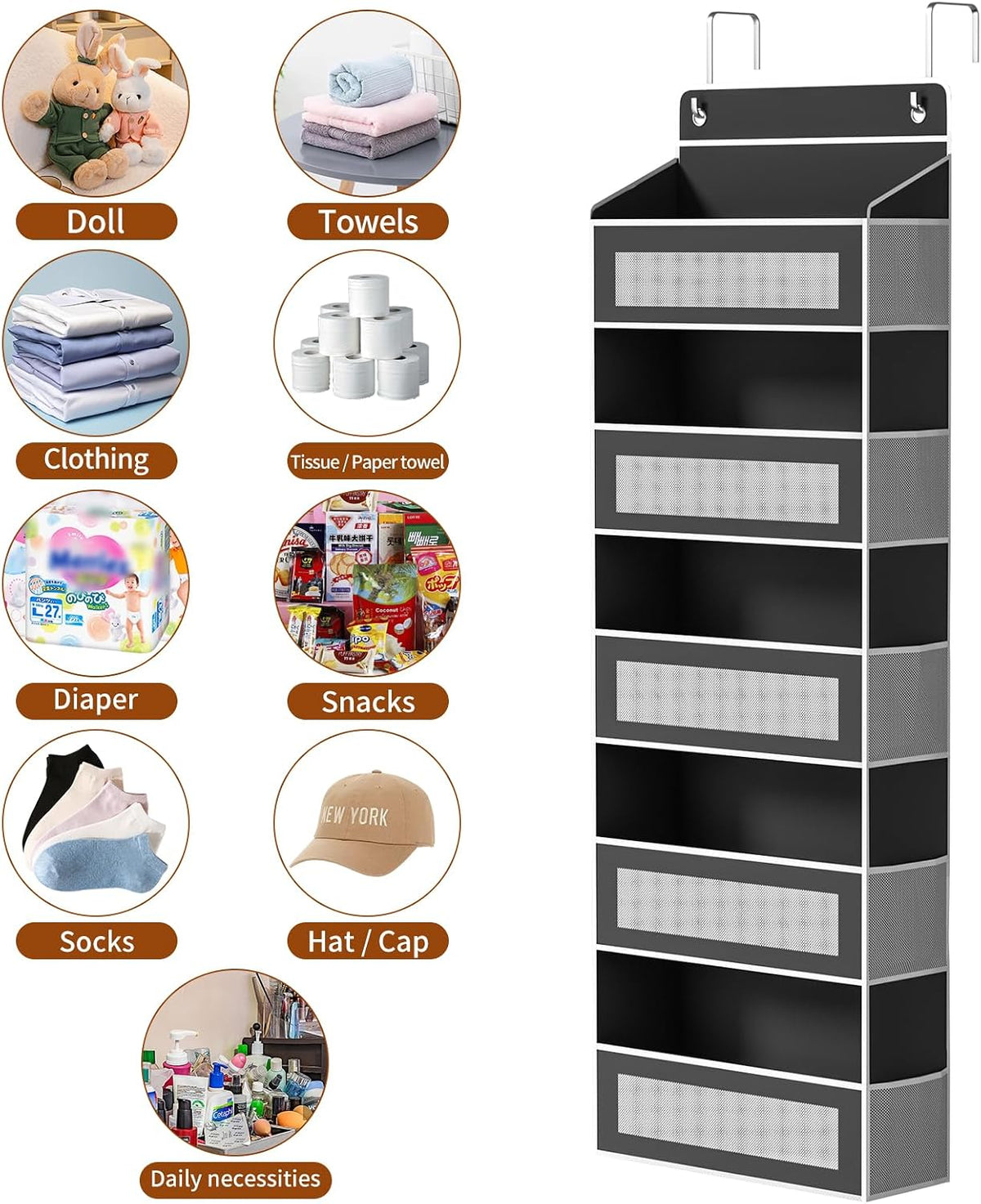 6-Tier Over The Door Organizer 44 lbs Capacity fit Standard Doors