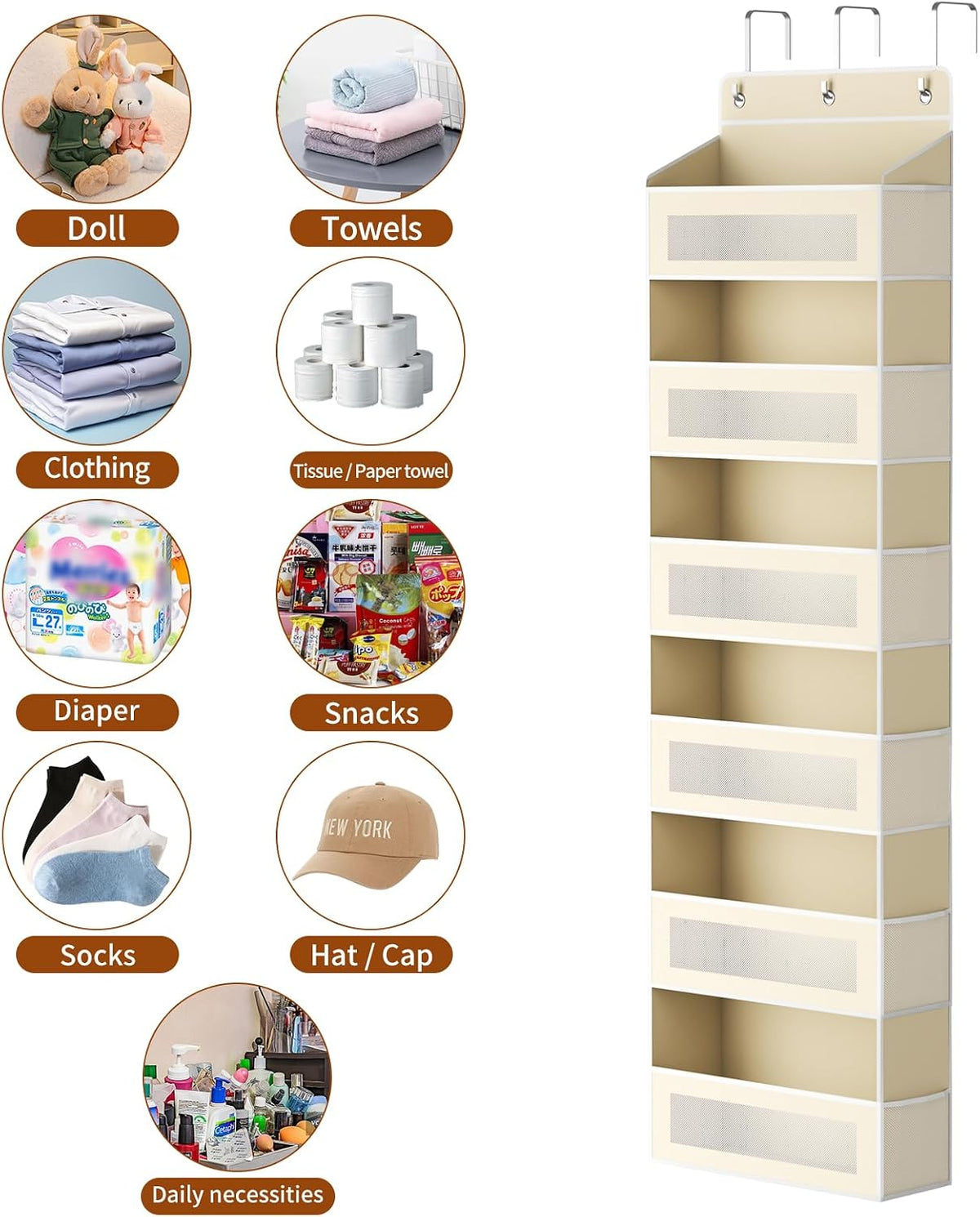 6-Tier Over The Door Organizer 44 lbs Capacity fit Standard Doors