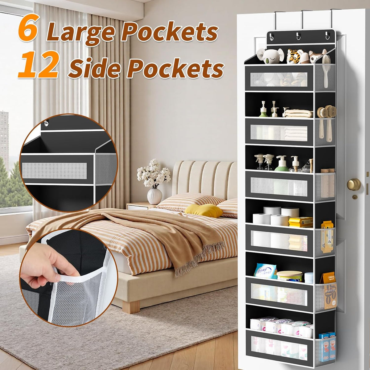 6-Tier Over The Door Organizer 44 lbs Capacity fit Standard Doors