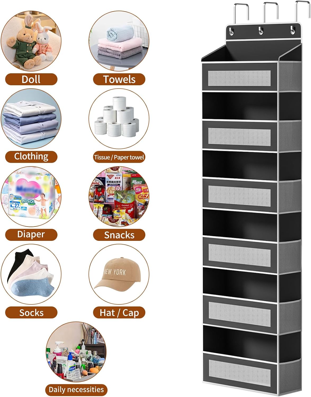6-Tier Over The Door Organizer 44 lbs Capacity fit Standard Doors