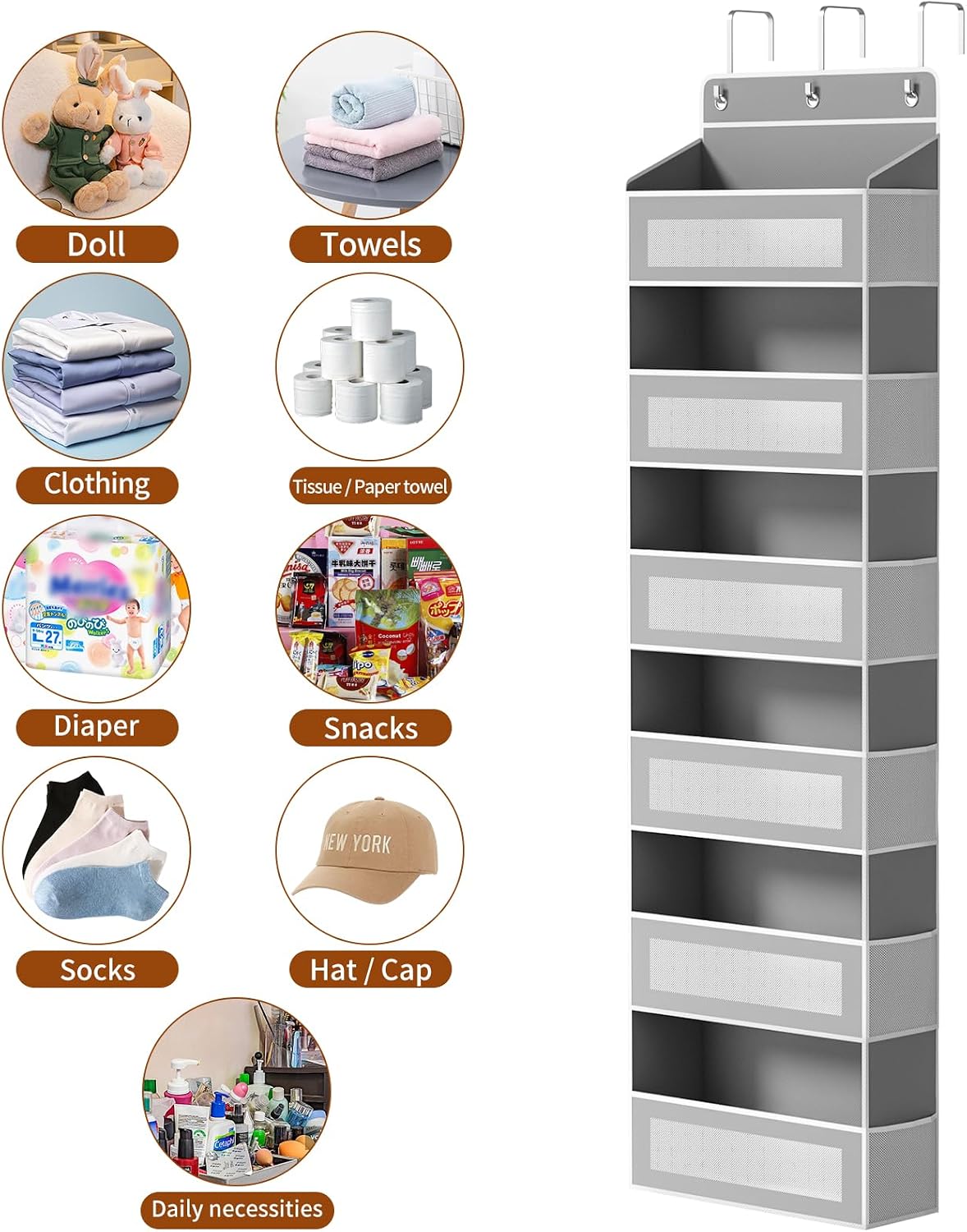6-Tier Over The Door Organizer 44 lbs Capacity fit Standard Doors