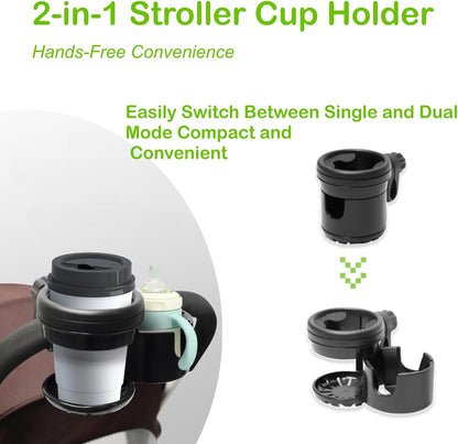 Cup and Phone Holder with 360 Rotating Clamp Compatible with YOYO Stroller - Fits Bottles, Coffee Cups, Smartphones (2-1, Regular)