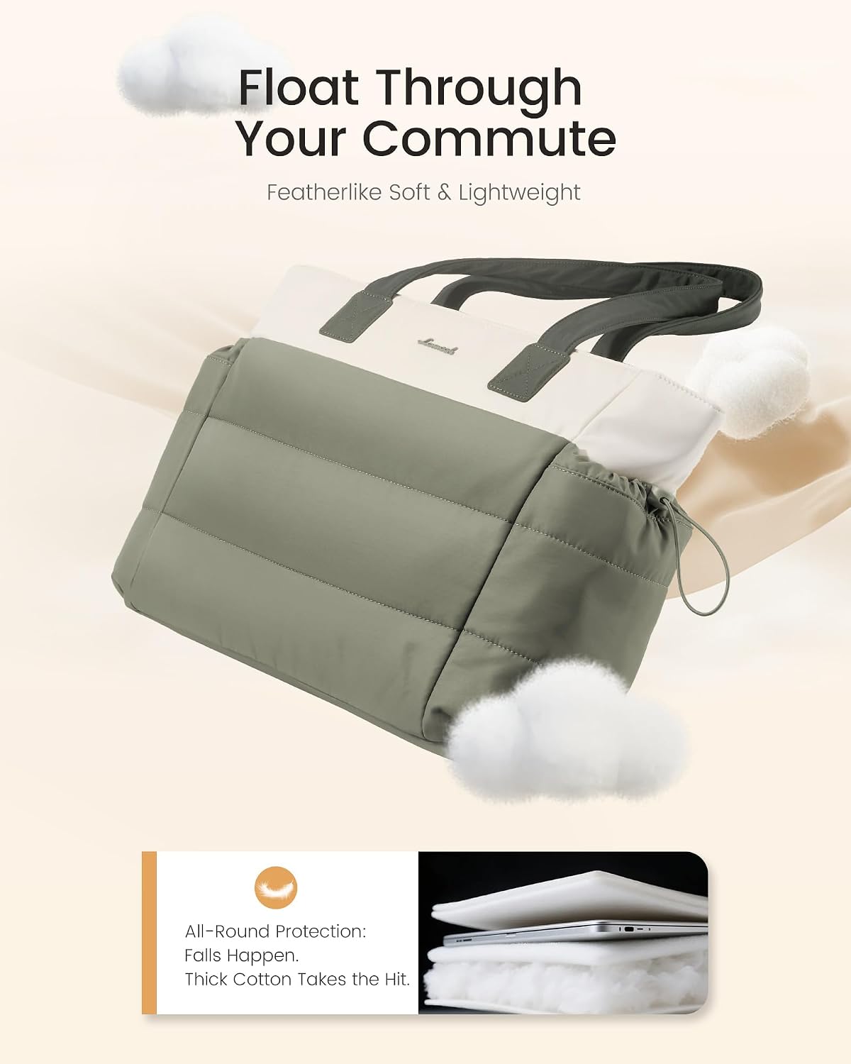 Tote Bag for Women with Giant Tumbler Holder Pocket, Puffer Work Travel Laptop Handbag with Zipper for Nurse Teacher