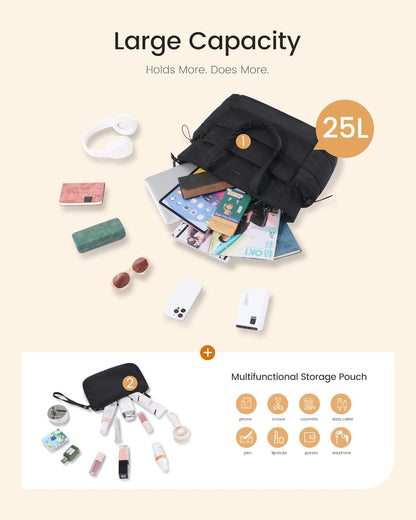 Tote Bag for Women with Giant Tumbler Holder Pocket, Puffer Work Travel Laptop Handbag with Zipper for Nurse Teacher