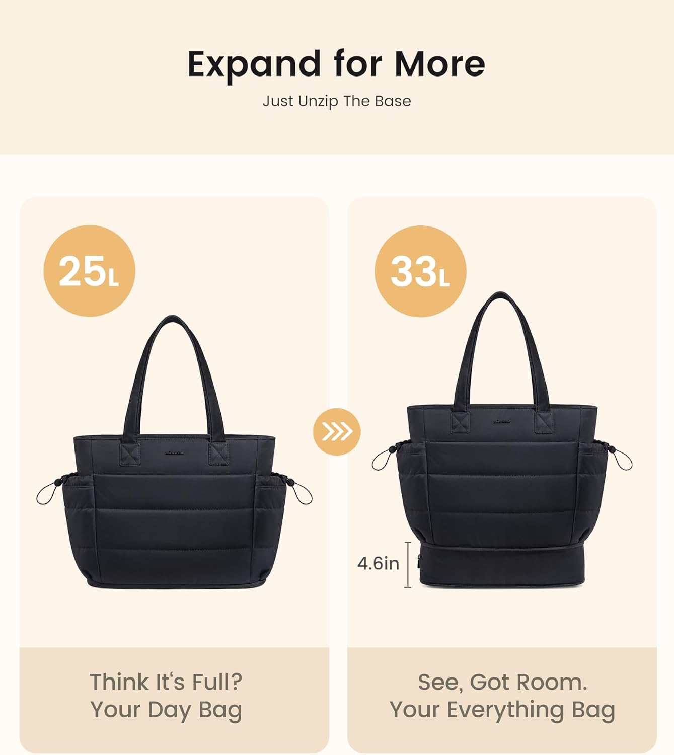 Tote Bag for Women with Giant Tumbler Holder Pocket, Puffer Work Travel Laptop Handbag with Zipper for Nurse Teacher