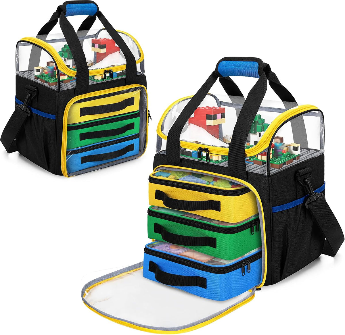 4 Packs Toy Storage Organizer Pouch Bag Compatible with Lego Brick