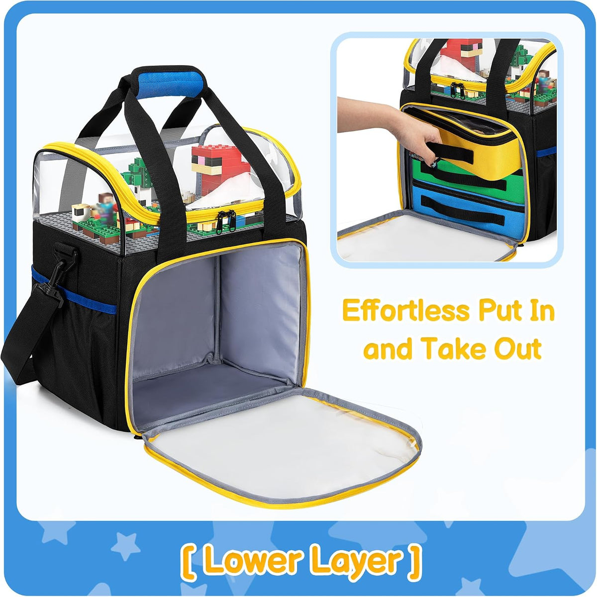 4 Packs Toy Storage Organizer Pouch Bag Compatible with Lego Brick