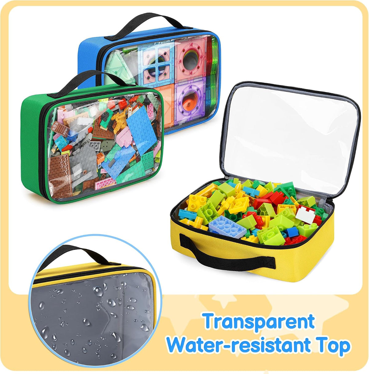 4 Packs Toy Storage Organizer Pouch Bag Compatible with Lego Brick