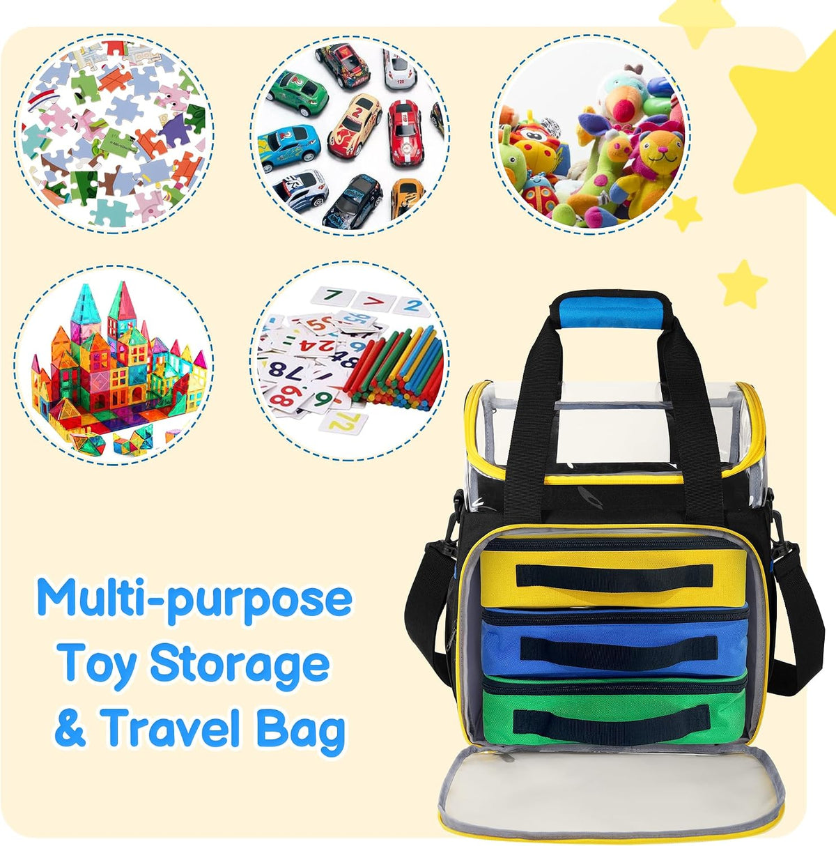4 Packs Toy Storage Organizer Pouch Bag Compatible with Lego Brick