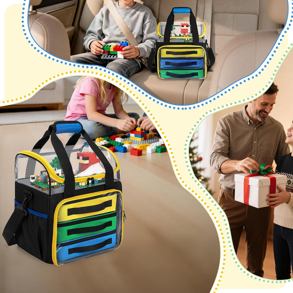4 Packs Toy Storage Organizer Pouch Bag Compatible with Lego Brick