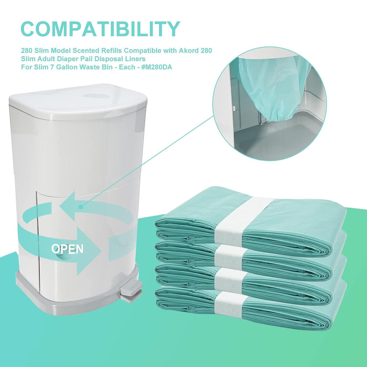 4 Pack Diaper Liner Refills Compatible with Janibell Akord 280 Slim Model, Lasts Over 500 Adult Briefs