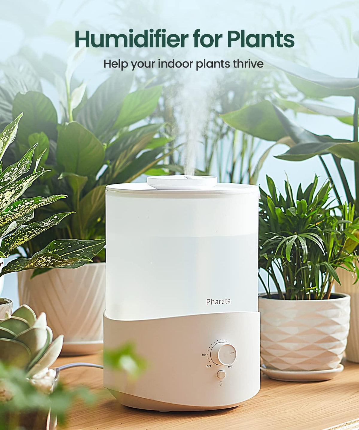 Humidifiers for Bedroom Home, 3.5L Top Fill Air Cool Mist Humidifiers for Baby Large Room Indoor Plants Nursery, Night Light, White