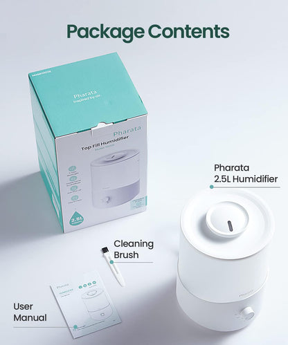 Humidifiers for Bedroom Home, 3.5L Top Fill Air Cool Mist Humidifiers for Baby Large Room Indoor Plants Nursery, Night Light, White
