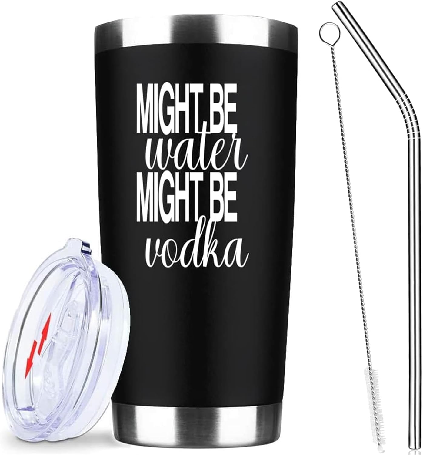 20oz Rose Gold Might Be Water Might Be Whiskey Stainless Steel Mug with Lid | Double Wall Insulated Tumbler, Minimalist Funny Design, Gift for Mom Friends Coworkers, Fits Bachelor Bachelorette Gift