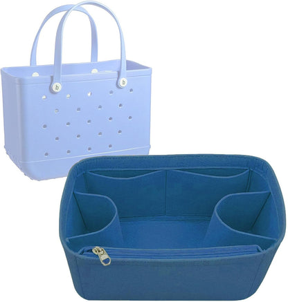 Felt Tote Organizer Insert for Rubber Beach Bag, Bag Divider Pouch Accessories, ONLY Insert Included (Bag Not Included) - 3018 Black-L