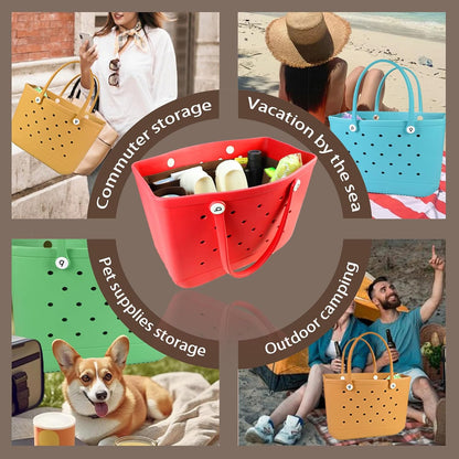 Felt Tote Organizer Insert for Rubber Beach Bag, Bag Divider Pouch Accessories, ONLY Insert Included (Bag Not Included) - 3018 Black-L