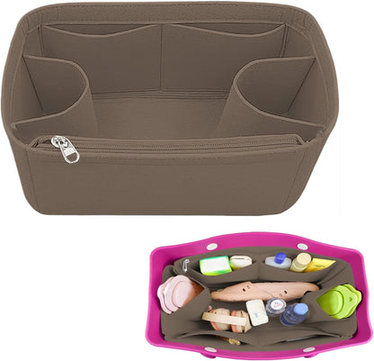 Felt Tote Organizer Insert for Rubber Beach Bag, Bag Divider Pouch Accessories, ONLY Insert Included (Bag Not Included) - 3018 Black-L