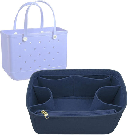 Felt Tote Organizer Insert for Rubber Beach Bag, Bag Divider Pouch Accessories, ONLY Insert Included (Bag Not Included) - 3018 Black-L
