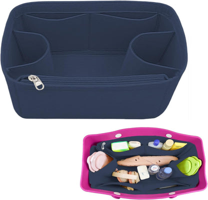 Felt Tote Organizer Insert for Rubber Beach Bag, Bag Divider Pouch Accessories, ONLY Insert Included (Bag Not Included) - 3018 Black-L