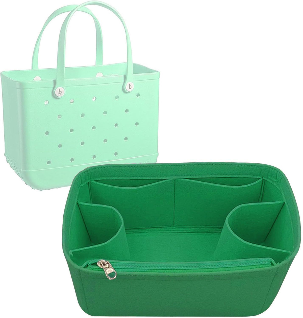Felt Tote Organizer Insert for Rubber Beach Bag, Bag Divider Pouch Accessories, ONLY Insert Included (Bag Not Included) - 3018 Black-L