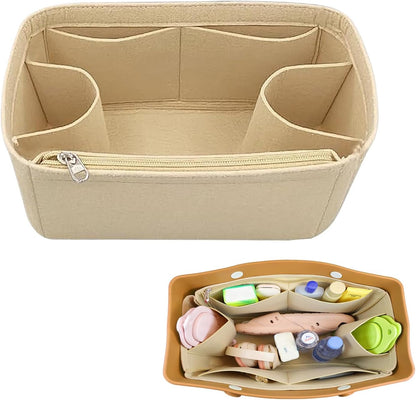 Felt Tote Organizer Insert for Rubber Beach Bag, Bag Divider Pouch Accessories, ONLY Insert Included (Bag Not Included) - 3018 Black-L