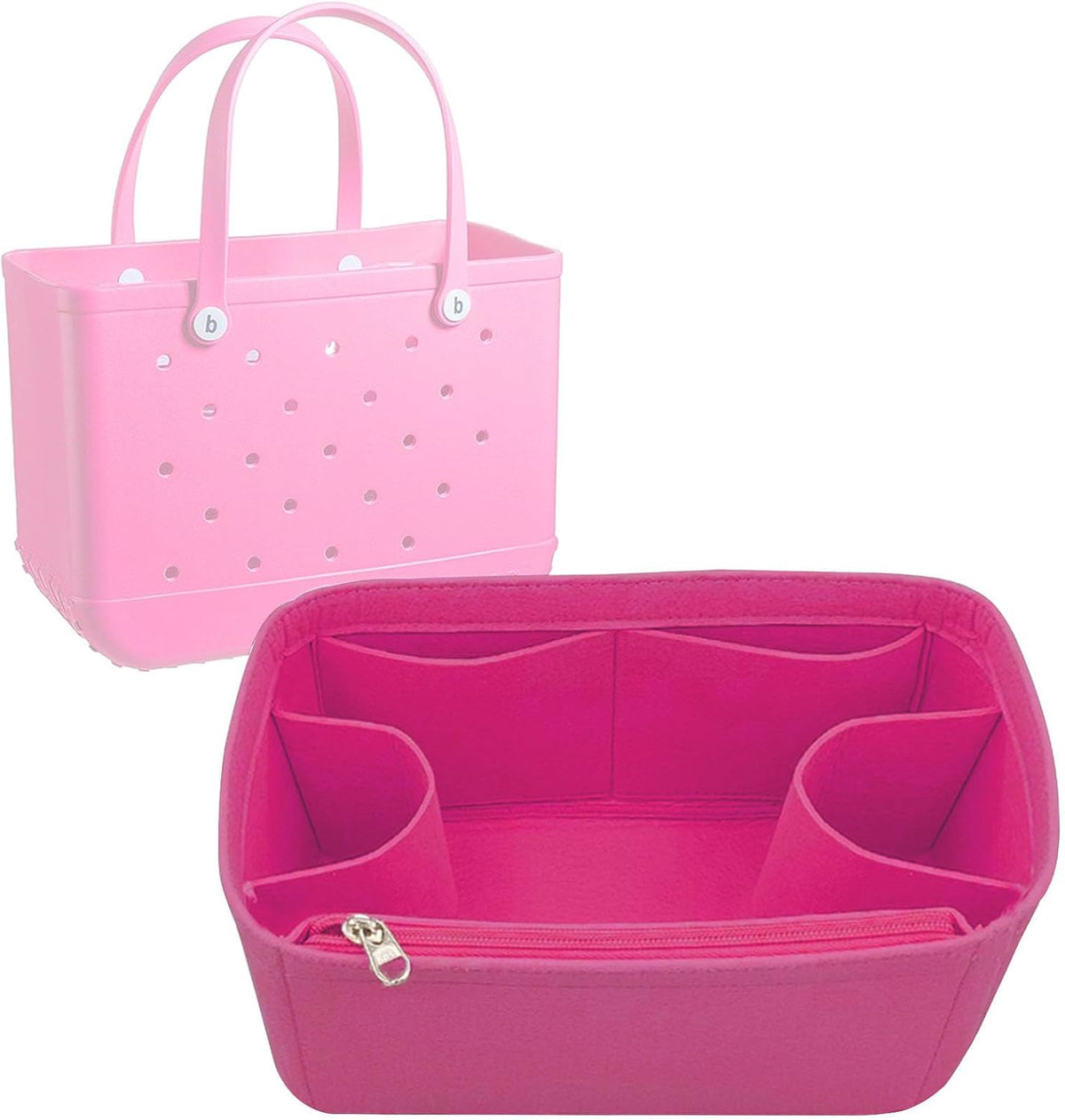Felt Tote Organizer Insert for Rubber Beach Bag, Bag Divider Pouch Accessories, ONLY Insert Included (Bag Not Included) - 3018 Black-L
