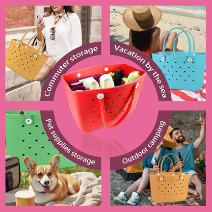 Felt Tote Organizer Insert for Rubber Beach Bag, Bag Divider Pouch Accessories, ONLY Insert Included (Bag Not Included) - 3018 Black-L