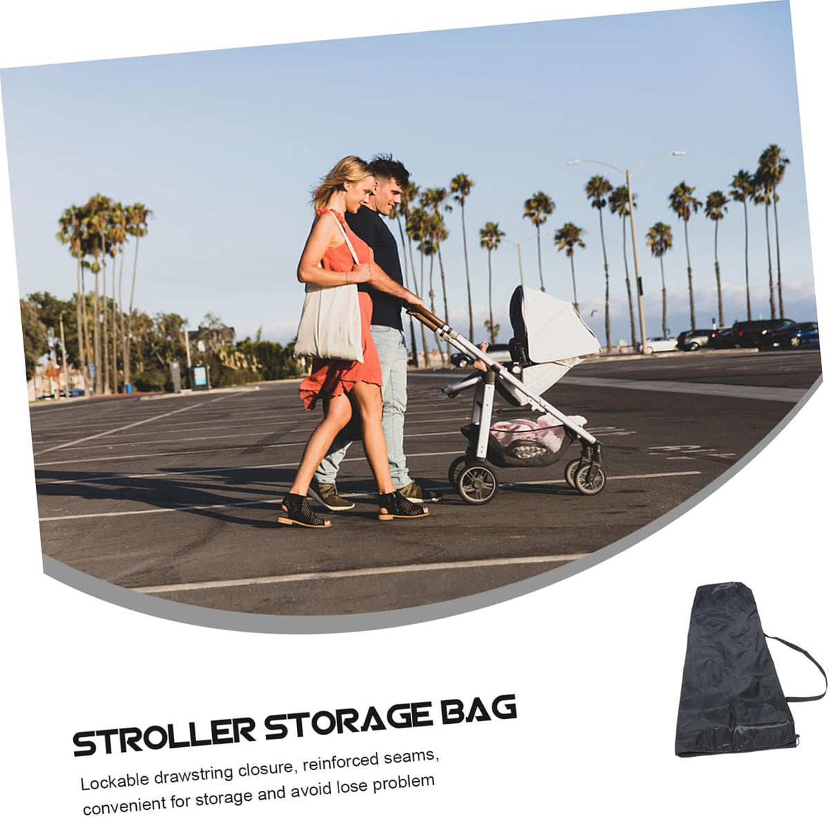 Baby Stroller Travel Storage Bag with Lockable Drawstring Closure