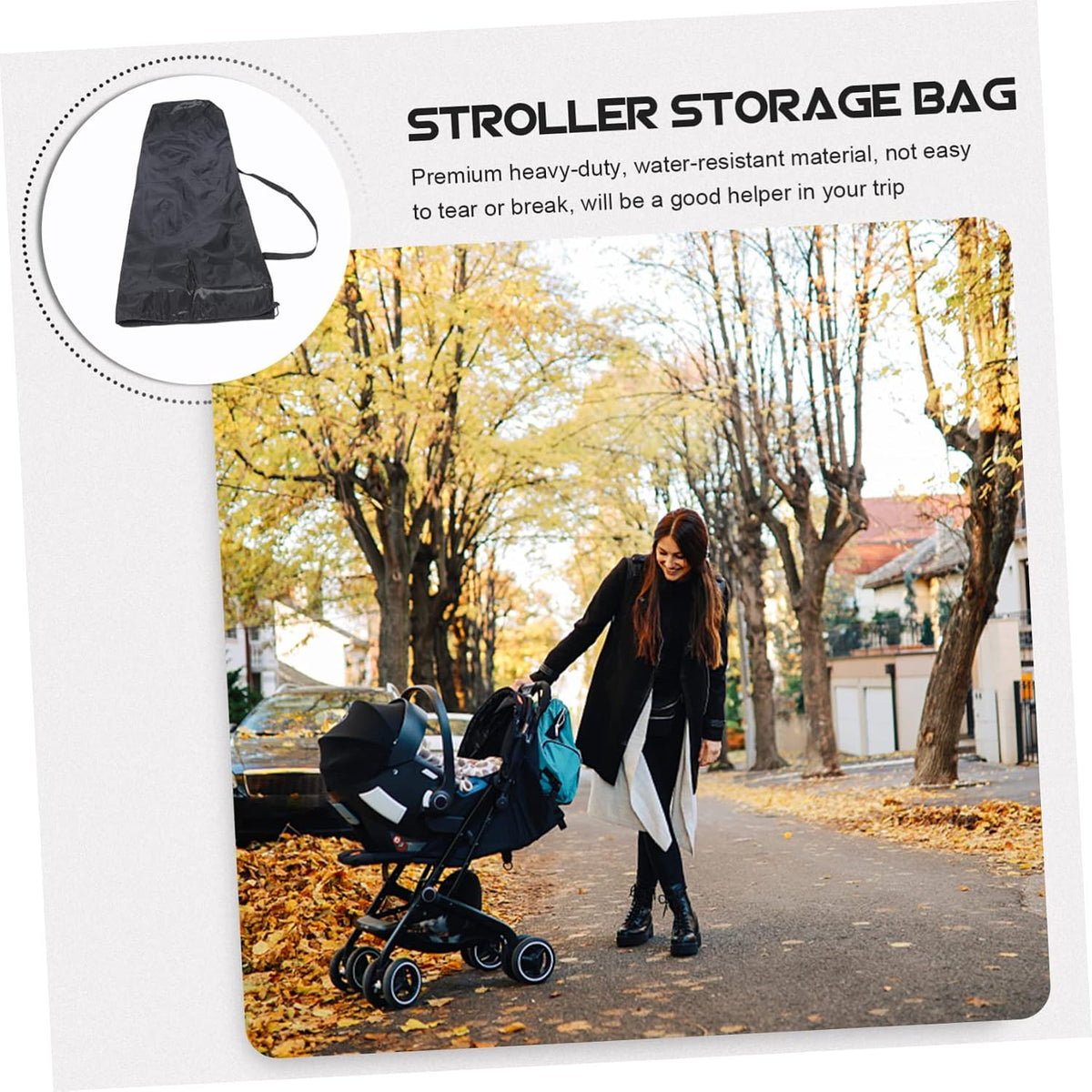 Baby Stroller Travel Storage Bag with Lockable Drawstring Closure