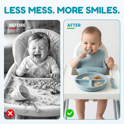 Silicone Baby Bibs – BPA-Free Waterproof, Adjustable Toddler Feeding Bibs Dishwasher Safe Easy Clean