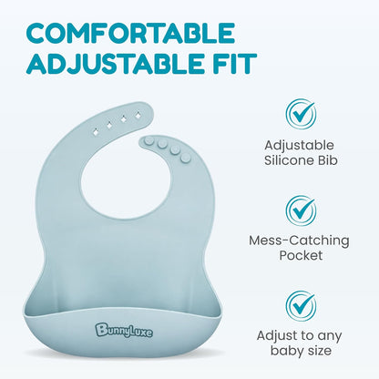 Silicone Baby Bibs – BPA-Free Waterproof, Adjustable Toddler Feeding Bibs Dishwasher Safe Easy Clean