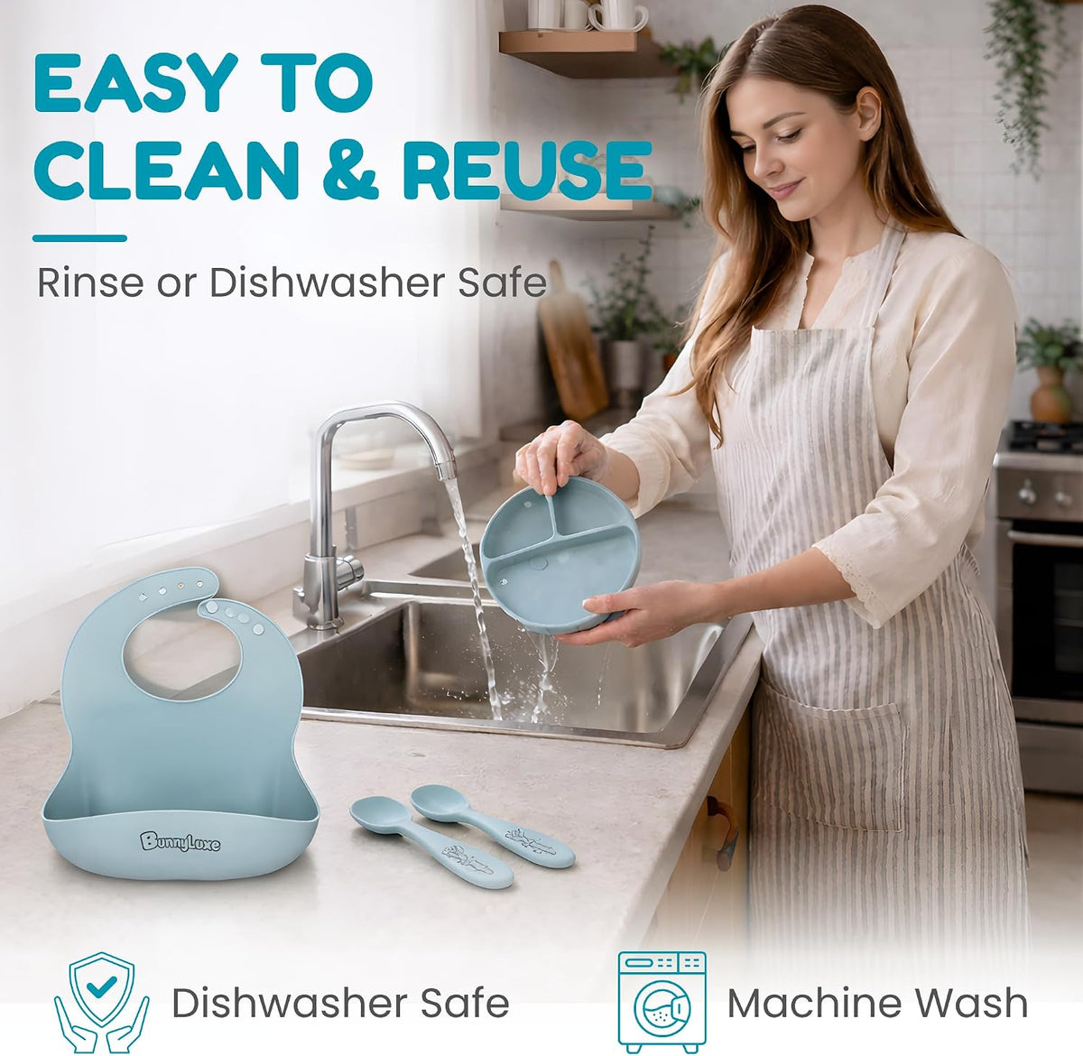 Silicone Baby Bibs – BPA-Free Waterproof, Adjustable Toddler Feeding Bibs Dishwasher Safe Easy Clean