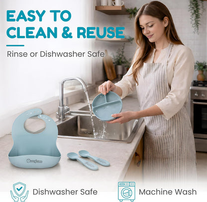 Silicone Baby Bibs – BPA-Free Waterproof, Adjustable Toddler Feeding Bibs Dishwasher Safe Easy Clean