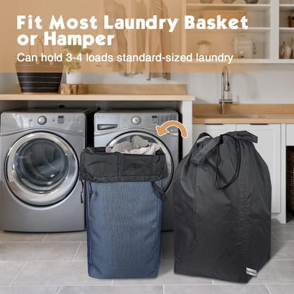 Tear Proof Nylon Laundry Bag with Handles,Hamper Liner with Drawstring Closure for Travel,Dirty Clothes Bag Fit Most Laundry Hamper and Sorter,27.5x34.5 inches Blue Aqua and Grey