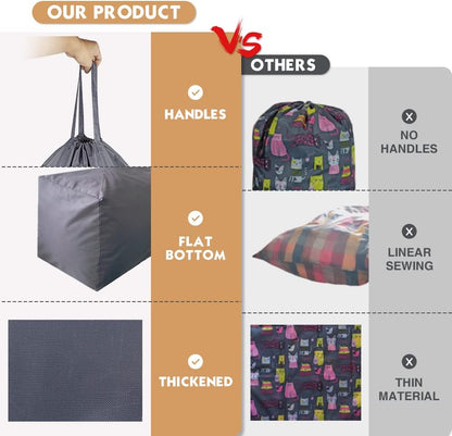 Tear Proof Nylon Laundry Bag with Handles,Hamper Liner with Drawstring Closure for Travel,Dirty Clothes Bag Fit Most Laundry Hamper and Sorter,27.5x34.5 inches Blue Aqua and Grey