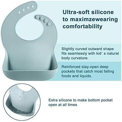 Set of 3 Cute Silicone Bib & Baby Cup