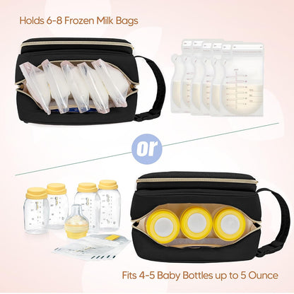 Breastmilk Cooler Bag with 4 Ice Packs for Breastfeeding Moms, Pink