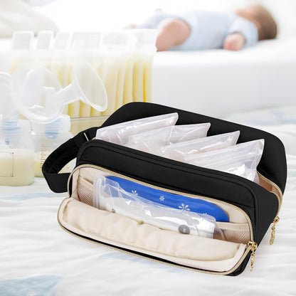 Breastmilk Cooler Bag with 4 Ice Packs for Breastfeeding Moms, Pink