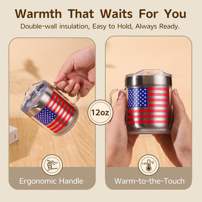 12oz Heated Mug for Coffee, 304 Stainless Steel Coffee Cup Warmer Set, USB Electric Mug Warmer for Desk, Temperature Control Coffee Cup (Silver Classic-12oz)