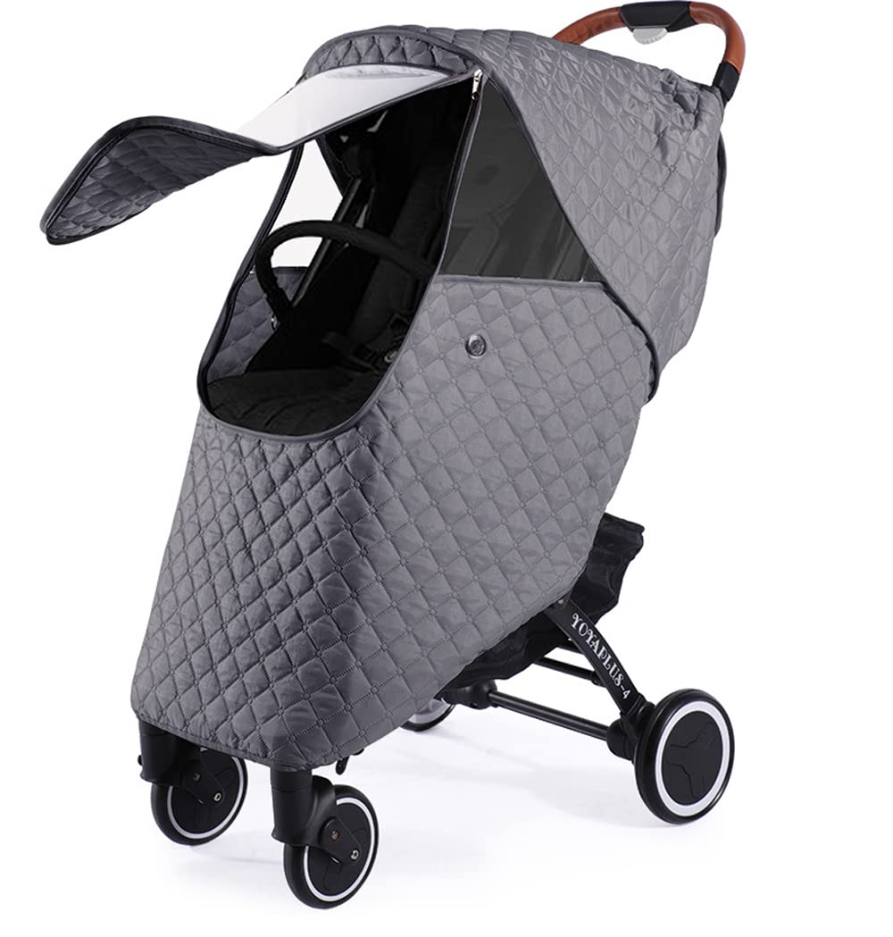 Universal Rain Cover for Baby Stroller Waterproof Windproof Rainy Weather Guard Air Holes Wind Dust Protection Breathable Shield Elastic Band Transparent Accessories with Storage Pocket