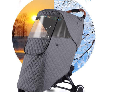 Universal Rain Cover for Baby Stroller Waterproof Windproof Rainy Weather Guard Air Holes Wind Dust Protection Breathable Shield Elastic Band Transparent Accessories with Storage Pocket