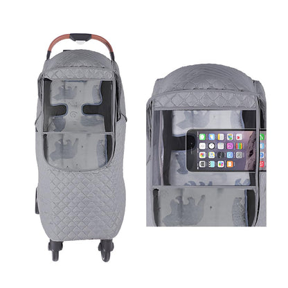 Universal Rain Cover for Baby Stroller Waterproof Windproof Rainy Weather Guard Air Holes Wind Dust Protection Breathable Shield Elastic Band Transparent Accessories with Storage Pocket