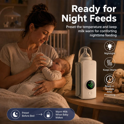 Portable Bottle Warmer, Fast Warming Comfortable Baby Feeding On The Go, Waterless Milk Warming with Battery-Powered for Home Outdoor