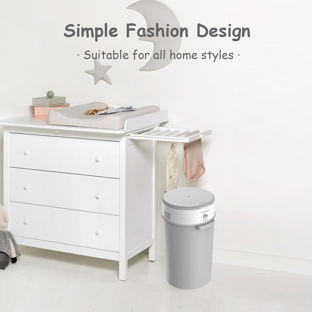 Bellababy Diaper Pail, Upgrade Baby Diaper Bin with Double Odor Locking, Includes 4 Refills (270 inches/pcs), Compact Design for Nursery