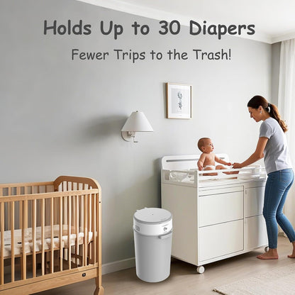 Bellababy Diaper Pail, Upgrade Baby Diaper Bin with Double Odor Locking, Includes 4 Refills (270 inches/pcs), Compact Design for Nursery