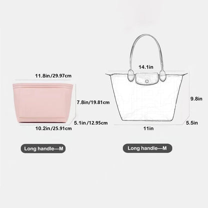 Bag Insert Organizer, purse accessories, Suitable For Longchamp long handle tote organizer (Grey, L（long handle）)